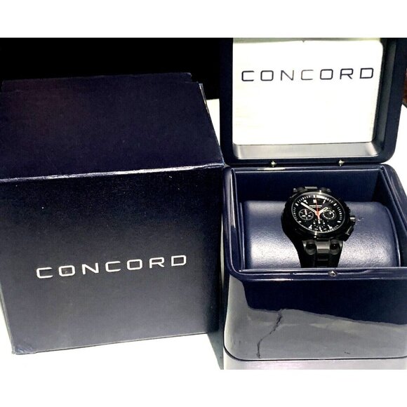 Concord Men's Watch C2 Swiss Automatic Chronograph Black Dial Rubber Ban… - Picture 3 of 12